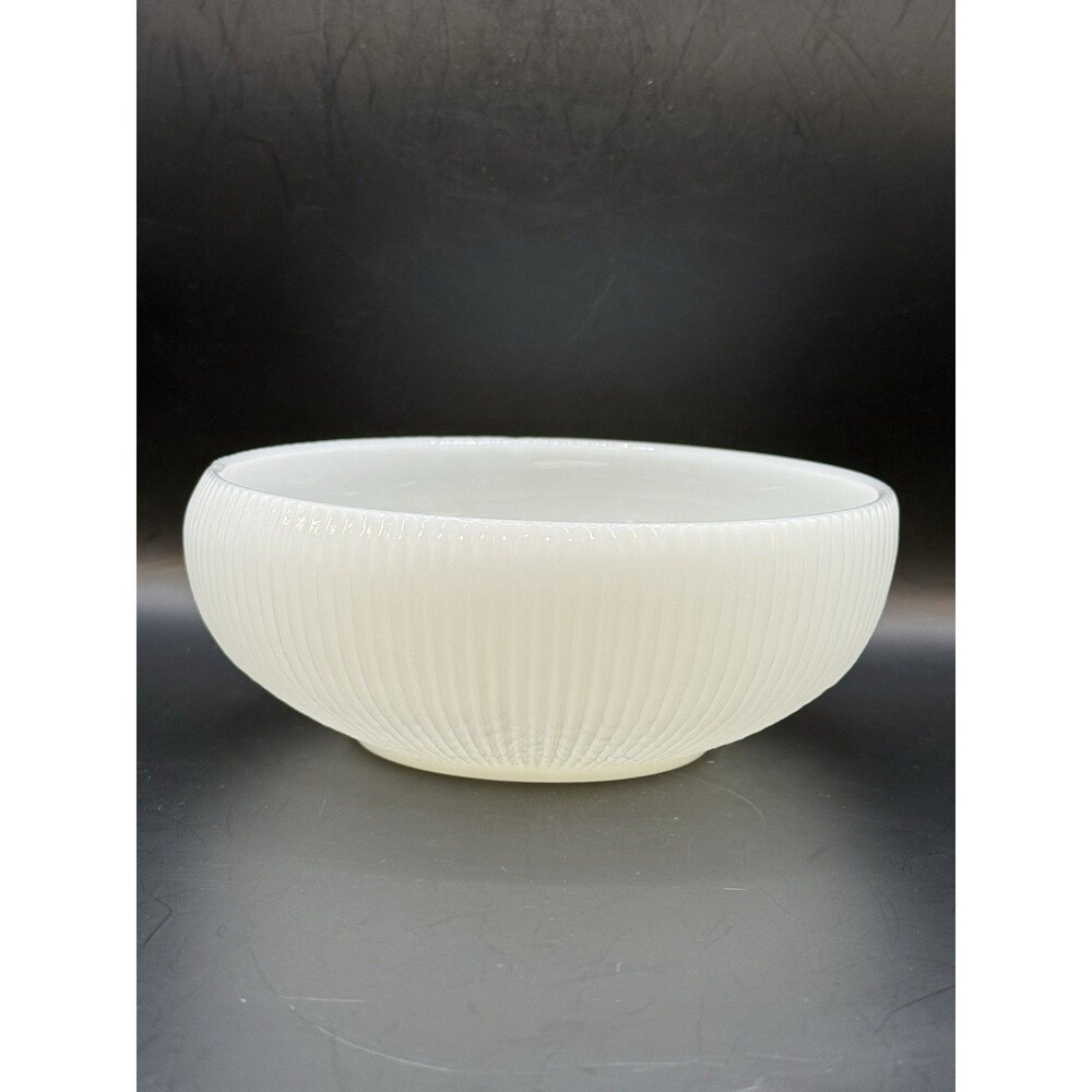 VTG E. O. Brody Co. White Milk Glass Ribbed Bowl Marked Cleveland OH
